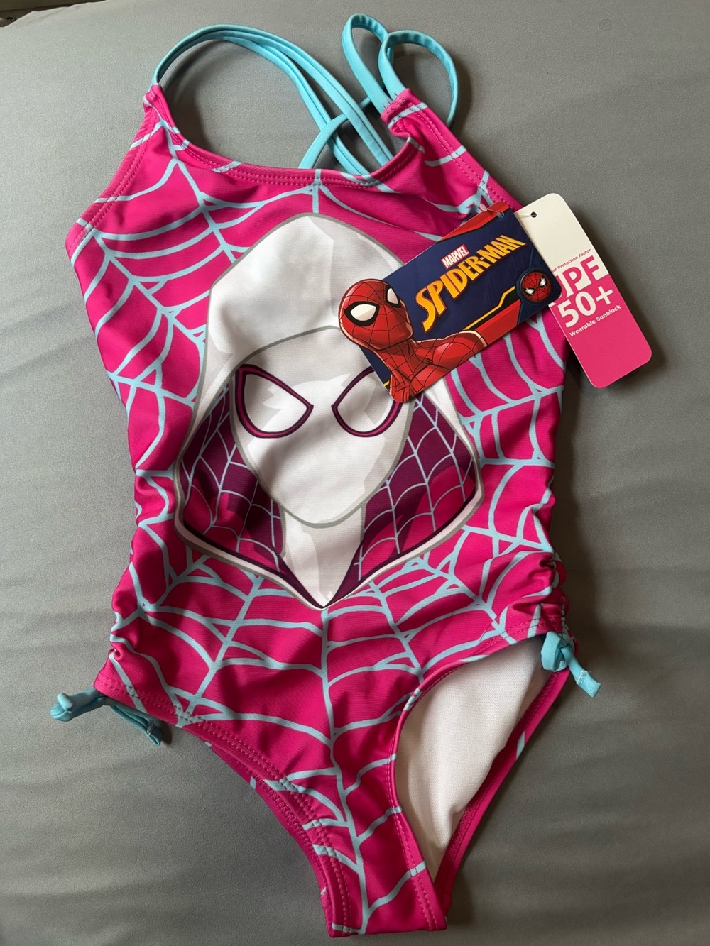 Marvel Girls' Pink & Aqua Spider-Gwen One-Piece Swimsuit